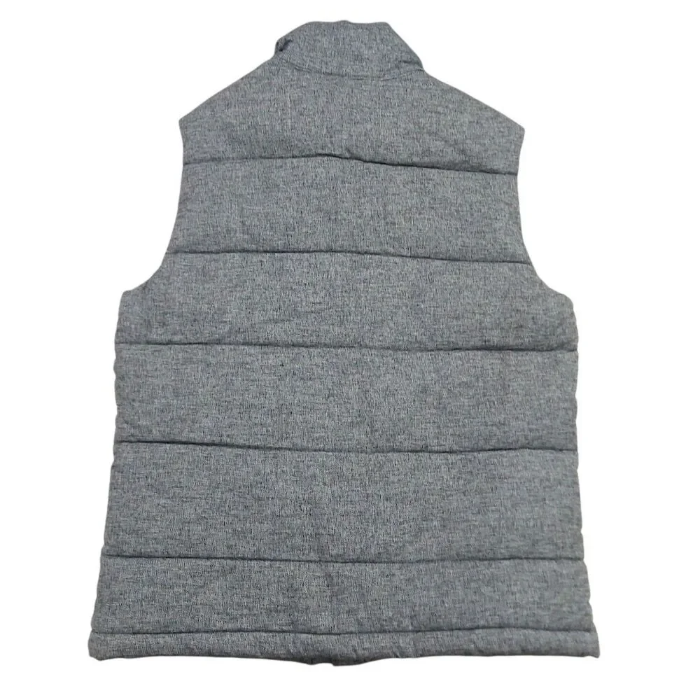 Banana Republic Mens Puffer Vest Small Gray Cotton Shell Snap Front Lightweight